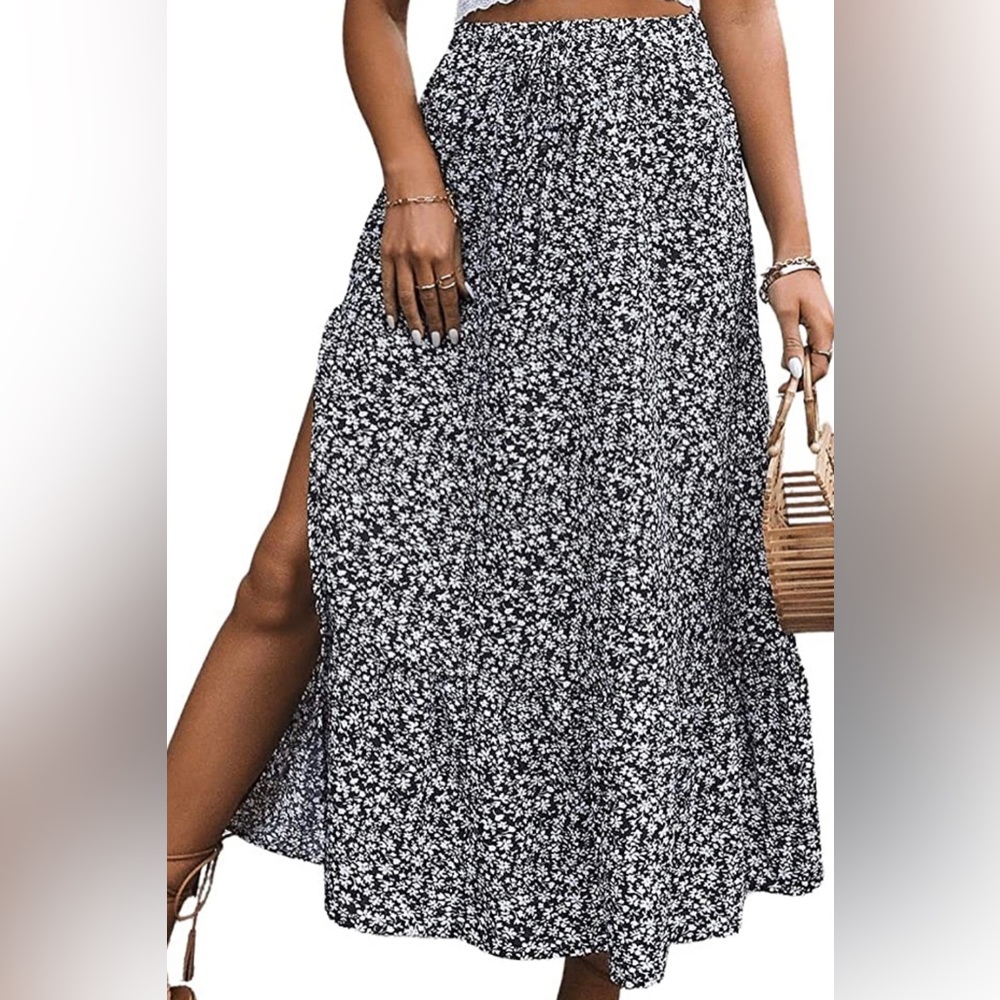 Casual high waist floral skirt